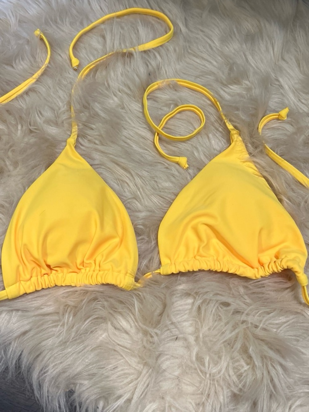 SHEIN Yellow Triangle String Bikini Top